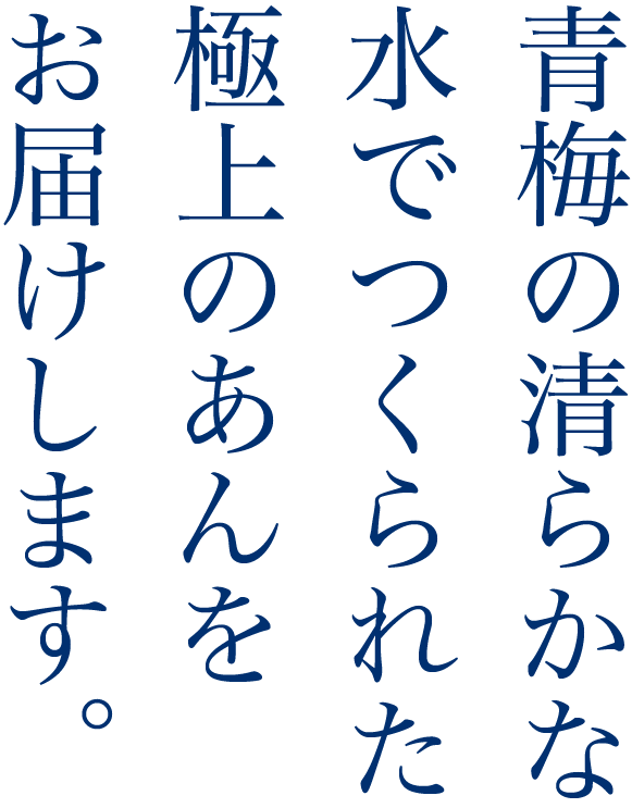 青梅の清らかな水でつくられた極上のあんをお届けします。
